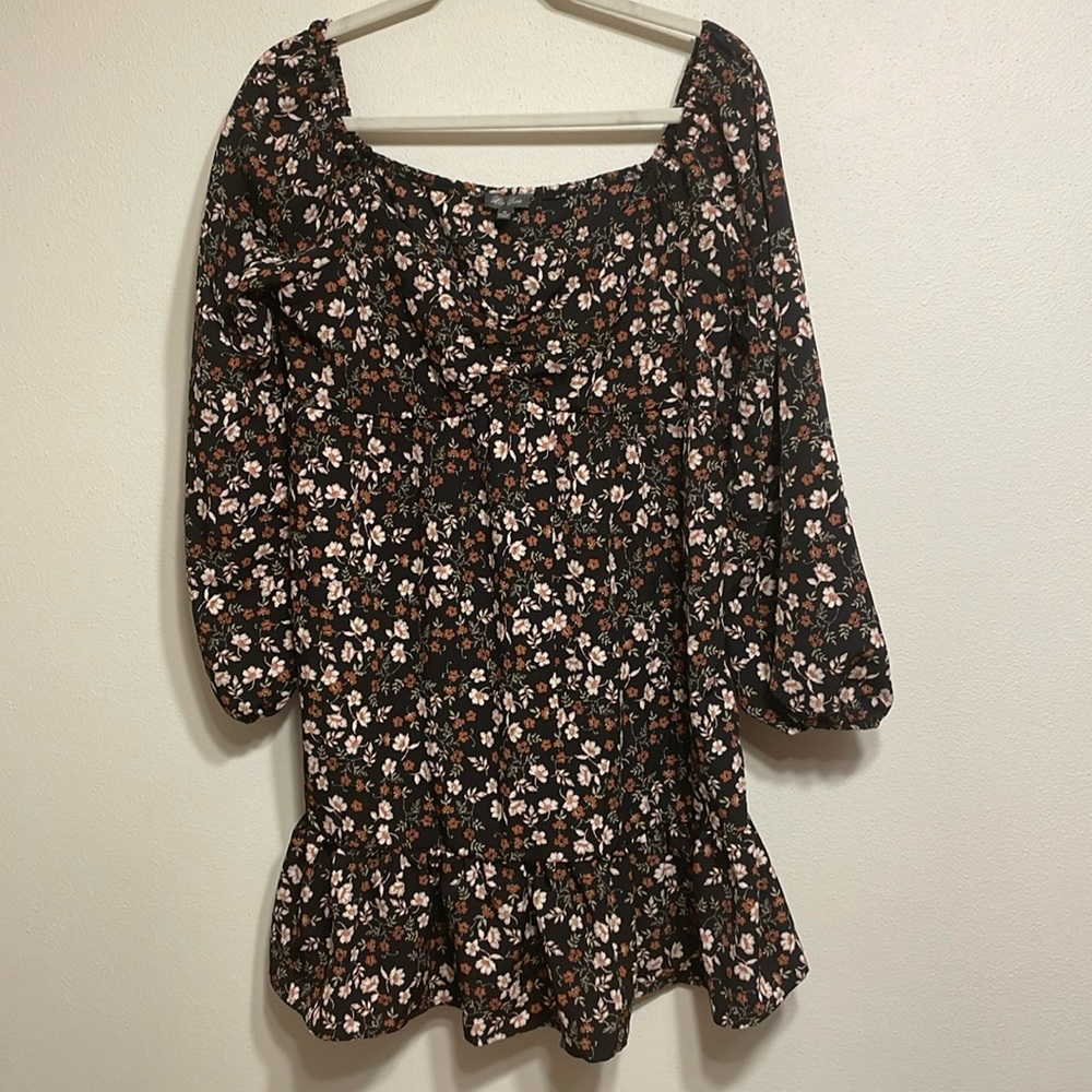 Flowered, tiered dress